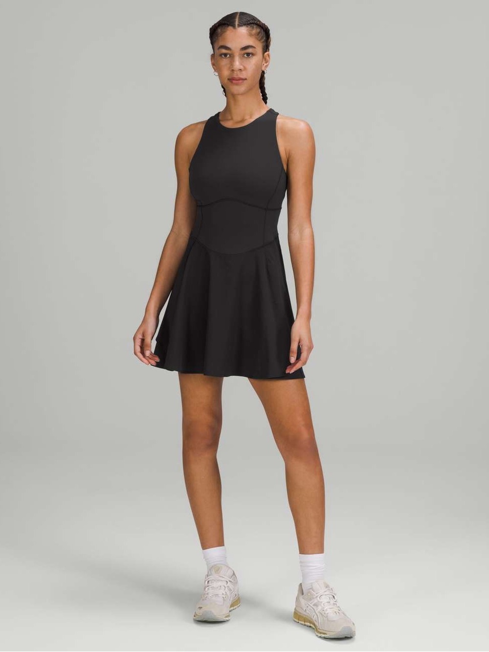 Lululemon Court Crush Dress Black Sleeveless Fit-and-Flare Dress